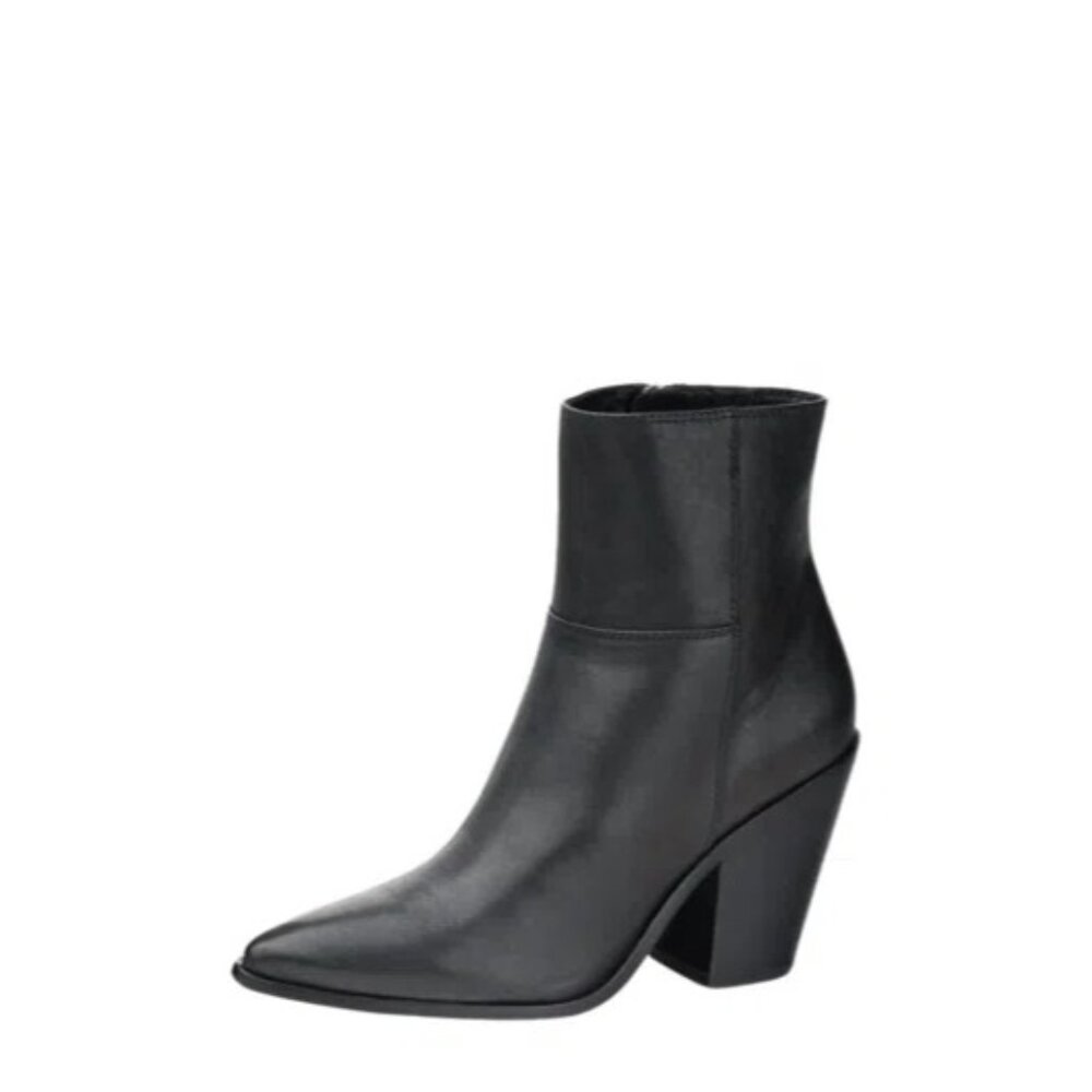 Paige Presley Pointed Toe High Heel Booties In Black Leather size 9